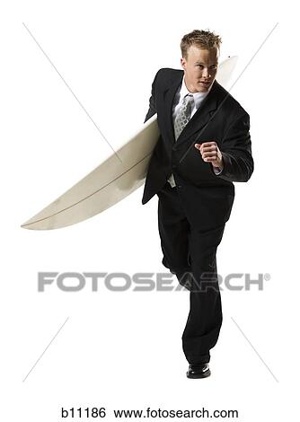 Stock Photograph - Surfing businessman. Fotosearch