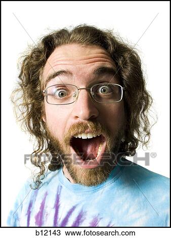 Surprised man with long hair and beard View Large Photo Image Stock Image - Surprised man with long hair and beard. Fotosearch