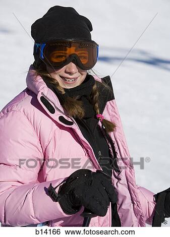 Teenage girl skiing View Large Photo Image Stock Photograph - Teenage girl skiing. Fotosearch