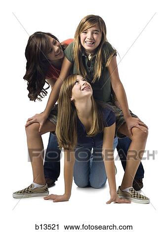 Three girls smiling View Large Photo Image Stock Image - Three girls smiling. Fotosearch