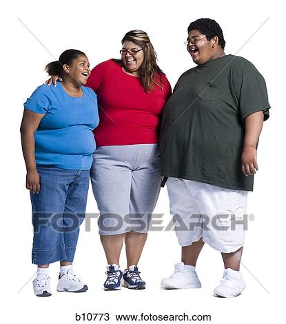 Stock Image - Three heavyset friends. Fotosearch