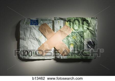 Torn one hundred euro banknote with bandages View Large Photo Image Stock Image - Torn one hundred euro banknote with bandages. Fotosearch