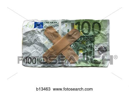 Torn one hundred euro banknote with bandages View Large Photo Image Stock Image - Torn one hundred euro banknote with bandages. Fotosearch