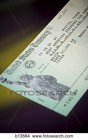 Picture - United States Treasury check. Fotosearch