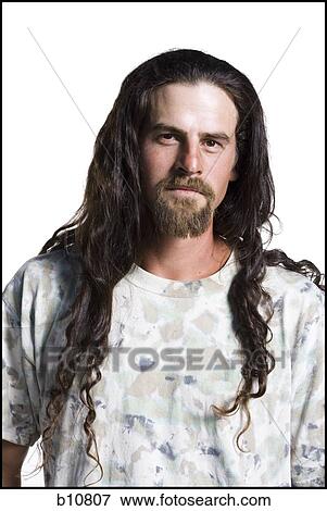 Spitzbart pizzetto haaren rbl008 Uomo, con, capelli lunghi, e, uno, pizzetto Archivio Fotografico