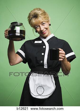 Waitress serving coffee View Large Photo Image Stock Image - Waitress serving coffee. Fotosearch