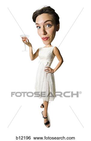 Woman in white dress holding martini glass View Large Photo Image Stock Photograph - Woman in white dress holding martini glass. Fotosearch