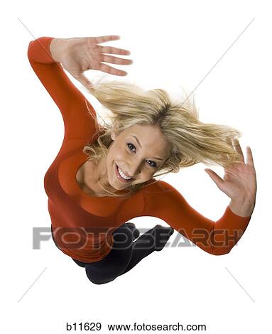 Stock Photo - Woman jumping. Fotosearch