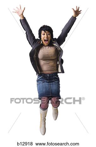 Stock Photo - Woman jumping. Fotosearch