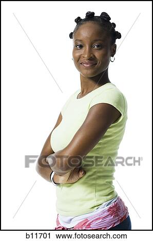 Stock Image - Woman with Bantu knots. Fotosearch