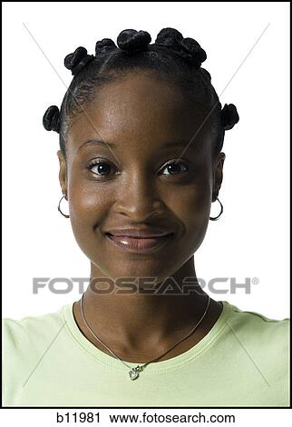 Woman with Bantu knots View Large Photo Image Stock Image - Woman with Bantu knots. Fotosearch