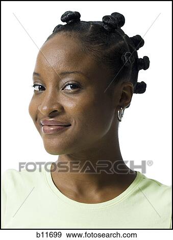 Stock Photo - Woman with Bantu knots. Fotosearch