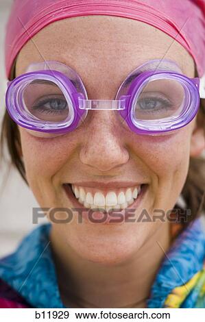 Woman with swimming goggles View Large Photo Image Stock Photo - Woman with swimming goggles. Fotosearch