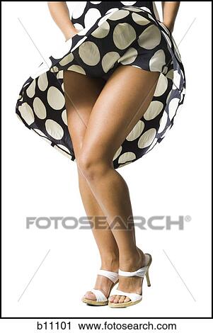 Woman's polka dot dress blowing in breeze View Large Photo Image Stock Image - Woman's polka dot dress blowing in breeze. Fotosearch