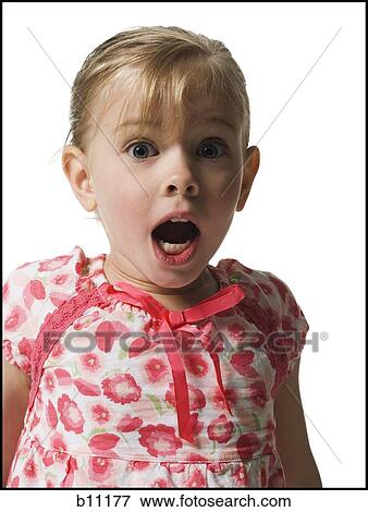 Stock Photo - Young girl surprised. Fotosearch