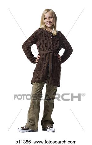 Stock Photograph - Young girl with hands on hips. Fotosearch
