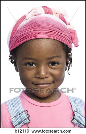 Stock Photo - Young girl with pink head scarf. Fotosearch