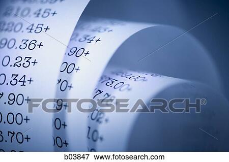 Adding machine tape closeup View Large Photo Image Stock Photo - Adding machine tape closeup. Fotosearch