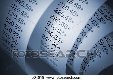 Adding machine tape closeup View Large Photo Image Stock Photo - Adding machine tape closeup. Fotosearch