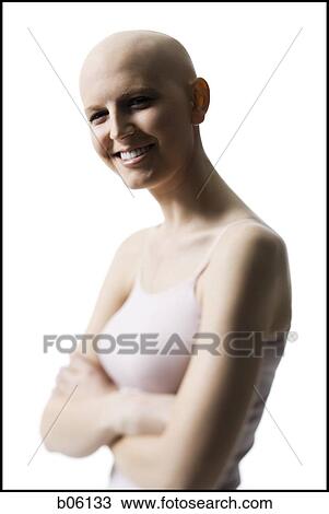 Stock Image - Bald woman smiling. Fotosearch