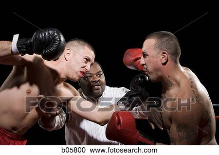 Stock Image - Boxers fighting. Fotosearch