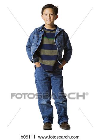 Boy with denim jacket posing View Large Photo Image Stock Image - Boy with denim jacket posing. Fotosearch