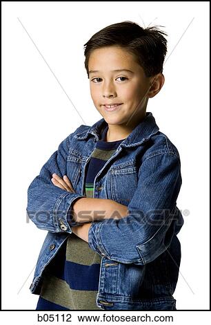 Boy with denim jacket posing with arms crossed View Large Photo Image Stock Image - Boy with denim jacket posing with arms crossed. Fotosearch