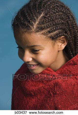 Close up of girl in towel View Large Photo Image Stock Photo - Close up of girl in towel. Fotosearch