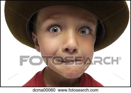 Stock Image - Closeup of boy with hat. Fotosearch