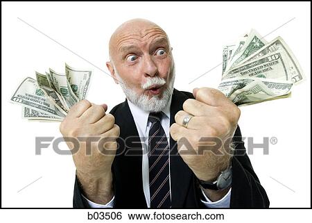 Stock Photograph - Closeup of businessman with US banknotes. Fotosearch