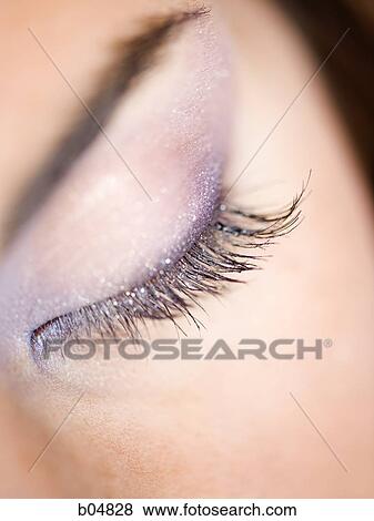 Closeup of closed female eye with eyelashes View Large Photo Image Stock Photo - Closeup of closed female eye with eyelashes. Fotosearch