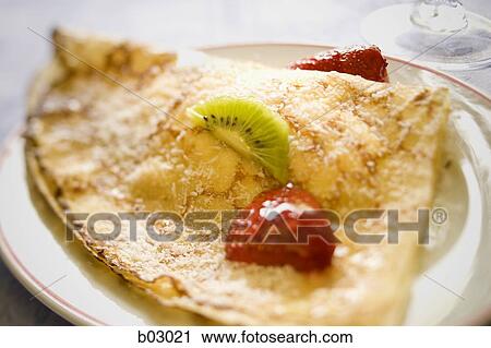 Closeup of crepe with strawberries View Large Photo Image Stock Image - Closeup of crepe with strawberries. Fotosearch