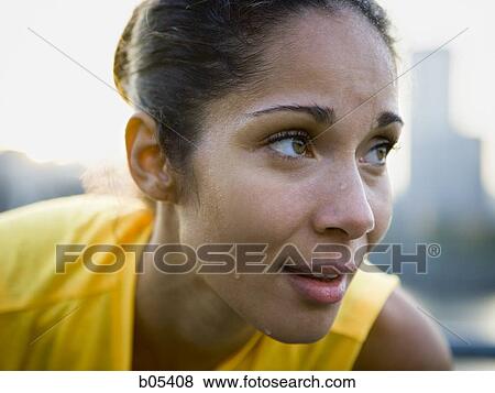 Closeup of female sweating View Large Photo Image Stock Photo - Closeup of female sweating. Fotosearch
