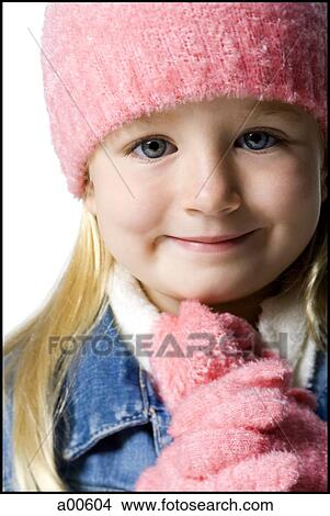 Closeup of girl with hat and gloves smiling View Large Photo Image Picture - Closeup of girl with hat and gloves smiling. Fotosearch
