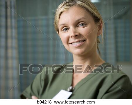 Closeup of nurse smiling View Large Photo Image Stock Photo - Closeup of nurse smiling. Fotosearch