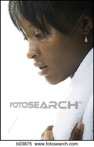 Closeup of woman perspiring View Large Photo Image Stock Photography - Closeup of woman perspiring. Fotosearch