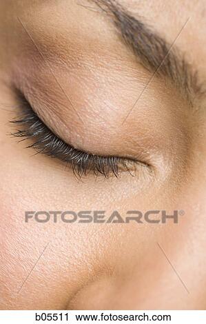 Closeup of woman with closed eyes View Large Photo Image Stock Image - Closeup of woman with closed eyes. Fotosearch