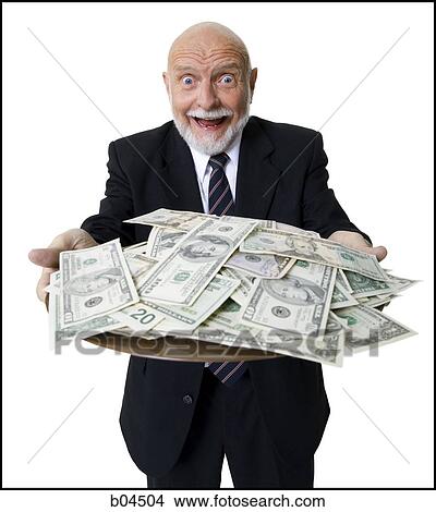 Excited mature man with large sum of money View Large Photo Image Picture - Excited mature man with large sum of money. Fotosearch