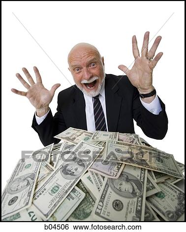 Excited mature man with large sum of money View Large Photo Image Stock Photograph - Excited mature man with large sum of money. Fotosearch