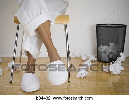 Female feet in slippers with crumpled papers View Large Photo Image Stock Image - Female feet in slippers with crumpled papers. Fotosearch