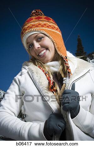 Female outside in the snow View Large Photo Image Stock Photo - Female outside in the snow. Fotosearch