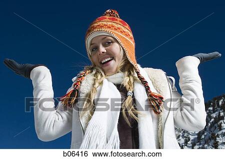 Female outside in the snow View Large Photo Image Stock Photograph - Female outside in the snow. Fotosearch