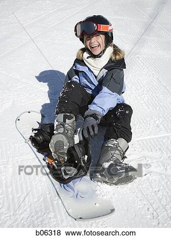 Female snowboarder View Large Photo Image Stock Photo - Female snowboarder. Fotosearch