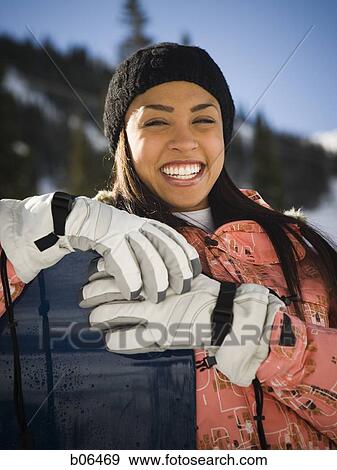 Female snowboarder View Large Photo Image Stock Photo - Female snowboarder. Fotosearch