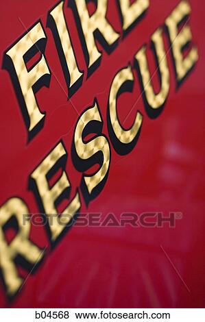 Fire engine rescue sign View Large Photo Image Stock Photo - Fire engine rescue sign. Fotosearch