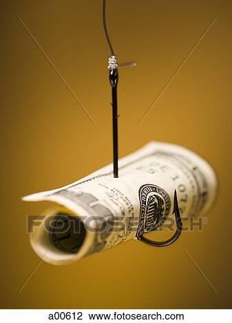 Fishing hook with US bill View Large Photo Image Stock Image - Fishing hook with US bill. Fotosearch