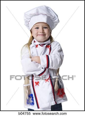 Girl in halloween chef costume View Large Photo Image Stock Photography - Girl in halloween chef costume. Fotosearch