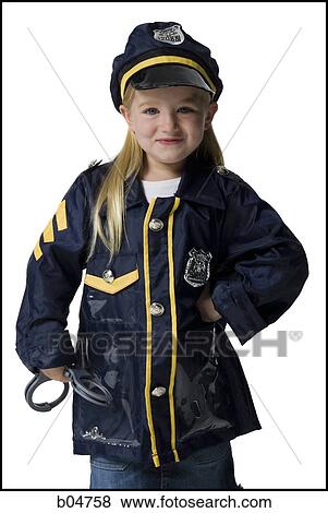 Girl in police costume View Large Photo Image Stock Photo - Girl in police costume. Fotosearch