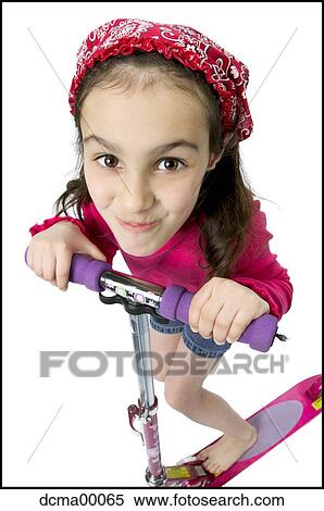 Stock Photography - Girl on scooter. Fotosearch