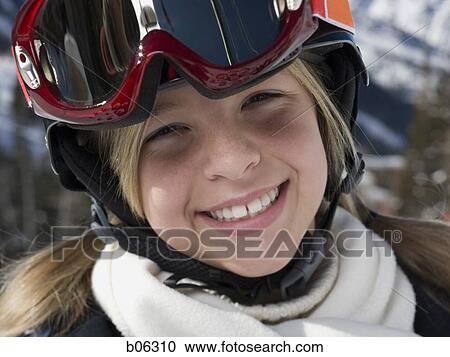 Stock Image - Girl outside smiling. Fotosearch